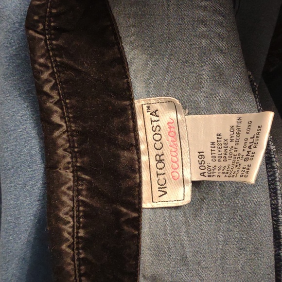 Vintage Victor Costa Women's Denim with Black Velvet Trim Beaded Jacket Small - Picture 7 of 16